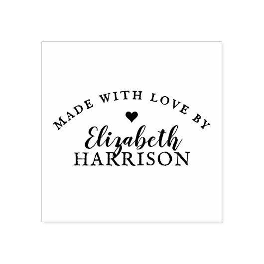 Loveハートで作られたスクリプト名とタイポグラフィ ラバースタンプ (インプリント)