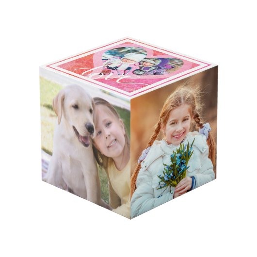 LOVEハートフォトフレーム(5枚) フォトキューブ (正面アングル)