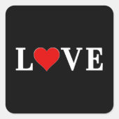 LOVEハートブラック&ホワイトモダンシック スクエアシール (正面)