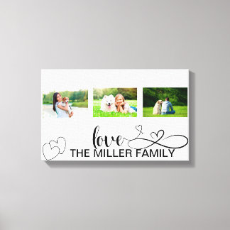 Loveハートinブラックスクリプトカスタムフォトコラージュ キャンバスプリント