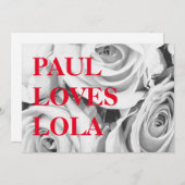 LOVEバラピンクの花バンチブーケ、背景 シーズンカード (正面/裏面)