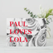 LOVEバラピンクの花バンチブーケ、背景 シーズンカード (スタンド正面)