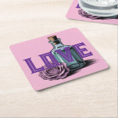 LOVEバラボトルコースターセット スクエアペーパーコースター (アングル)