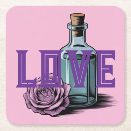 LOVEバラボトルコースターセット スクエアペーパーコースター