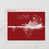 LOVEバレンタインデー赤い白いハートプレゼント シーズンポストカード (正面/裏面)