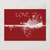 LOVEバレンタインデー赤い白いハートプレゼント シーズンポストカード (正面)