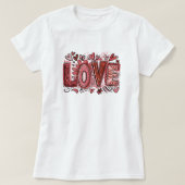 LOVEバレンタインTシャツ、ハート、花 Tシャツ (デザイン正面)