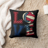 LOVEバレーボール愛好家USA国旗7月の愛国心 クッション (ブランケット)