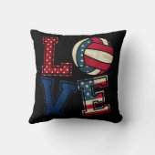 LOVEバレーボール愛好家USA国旗7月の愛国心 クッション (裏面)