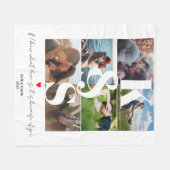LOVEパーソナライズされたカスタムフォトコラージュ フリースブランケット (正面(横))