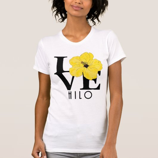 LOVEヒロハワイイエローハイビスカス Tシャツ (正面)