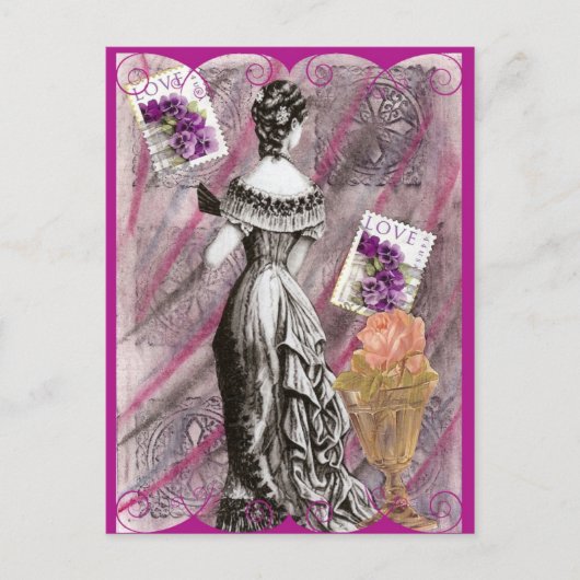 Loveビクトリアンな女性 ポストカード (正面)
