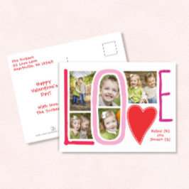 LOVEフォトコラージュのバレンタインポストカード ポストカード