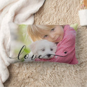 LOVEフォトモダンスクリプトハート1または2写真 ランバークッション (ブランケット)