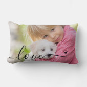 LOVEフォトモダンスクリプトハート1または2写真 ランバークッション (正面)