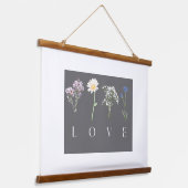 LOVEフラワーのウォールアート - ムーディーな植物画 吊り下げ型タペストリー (傾斜あり)