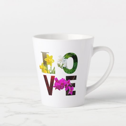 LOVEフラワータイポグラフィー カフェラテマグ (右)