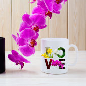 LOVEフラワータイポグラフィー コーヒーマグカップ
