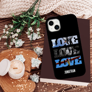 LOVEフレームに入った飛行機の写真、カスタム航空グッズ Case-Mate iPhone 14 PLUSケース