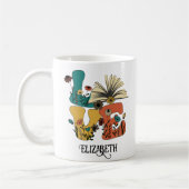 LOVEブックス名前をカスタムするレトロワイルドフラワー コーヒーマグカップ (左)