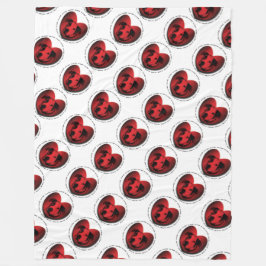 loveブルドッグハート フリースブランケット