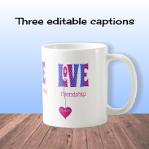 LOVEブルーパーソナライズされたピンクタイポグラフィ