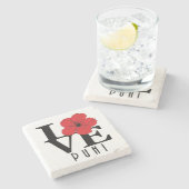 LOVEプハイハワイレッドハイビスカス ストーンコースター (横)