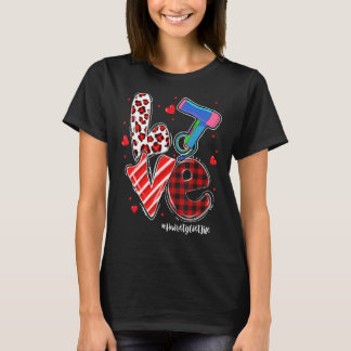 LOVEヘアドライヤーハートヘアースタイリスト人生バレンタイン Tシャツ