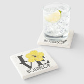 LOVEホルアロアイエローハイビスカス ストーンコースター (横)