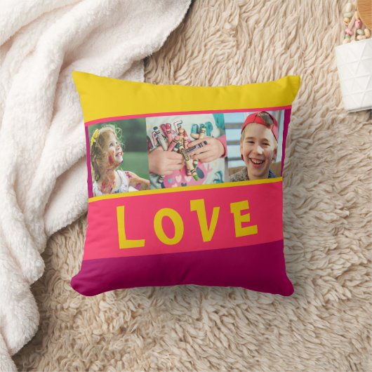 LOVEマルチフォトカラフルストライプの装飾用クッション クッション (ブランケット)