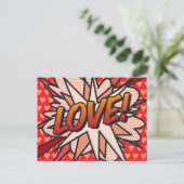 LOVEメッセージ スピーチバブル ファン レトロ ポストカード (スタンド正面)