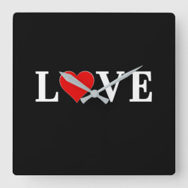 LOVEモダントレンディー白黒 スクエア壁時計