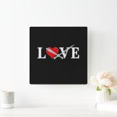 LOVEモダントレンディー白黒 スクエア壁時計 (ホーム)