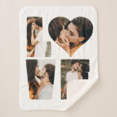 LOVEモダンハートフォトインスタグラムバレンタインデー シェルパブランケット (正面)