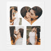 LOVEモダンハートフォトインスタグラムバレンタインデー フリースブランケット (正面)