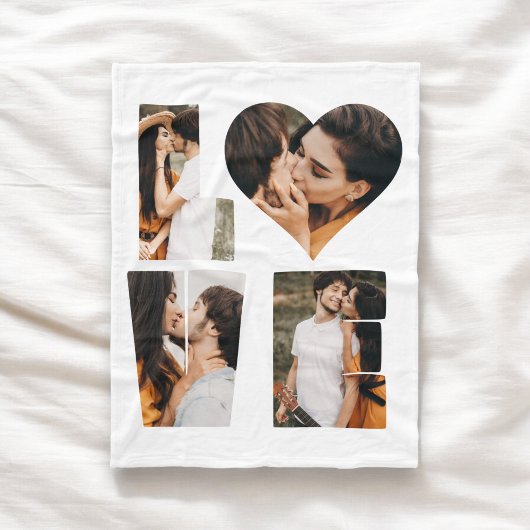 LOVEモダンハートフォトインスタグラムバレンタインデー フリースブランケット