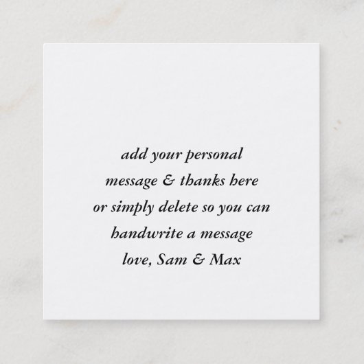 LOVEラベルかわいいはっきりした白黒ブラシ文字型 スクエア名刺 (裏面)