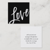 LOVEラベルかわいいはっきりした白黒ブラシ文字型 スクエア名刺 (正面/裏面)