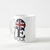 LOVEリバプールイングランド(イギリス国旗) 11oz コーヒーマグカップ (正面左)