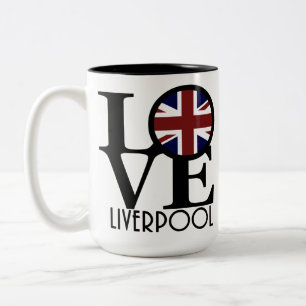 LOVEリバプールイングランド(イギリス国旗) 15oz ツートーンマグカップ