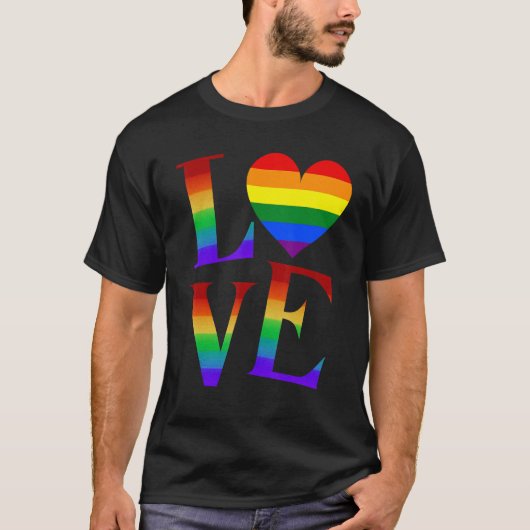 LOVEレインボーLGBTQかわいいゲイレズビアンビトランスバレン Tシャツ (正面)