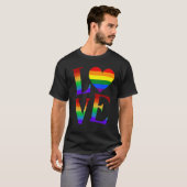 LOVEレインボーLGBTQかわいいゲイレズビアンビトランスバレン Tシャツ (正面フル)