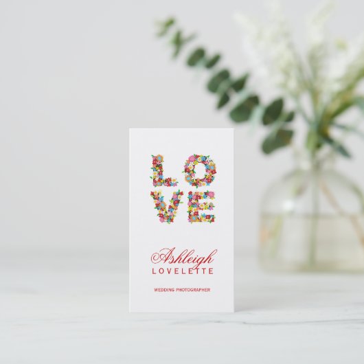 LOVEロマンチック開花春の花プロファイルカード 名刺 (スタンド正面)