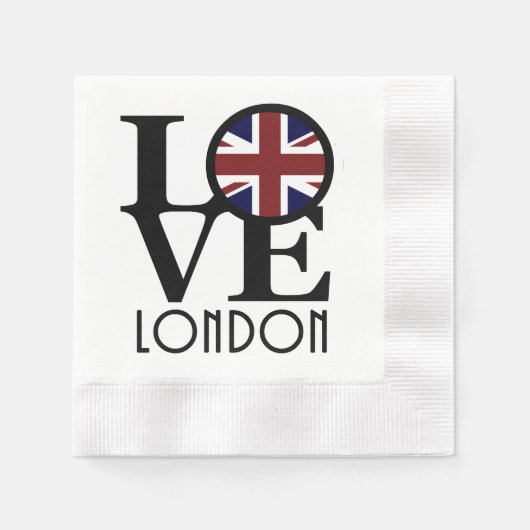 LOVEロンドン（イギリス国旗） 縁ありカクテルナプキン (正面)