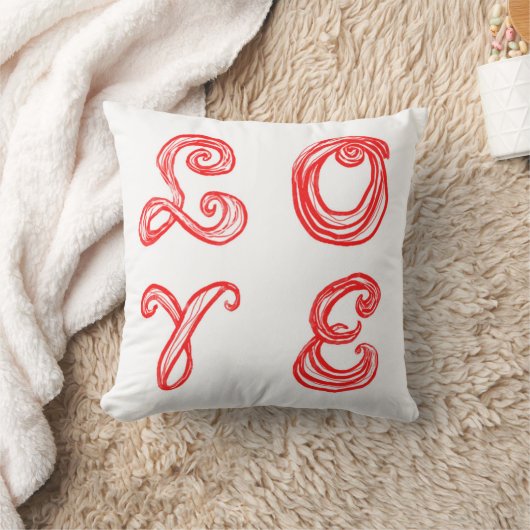 LOVEワードアートファブリックフォント赤い文字 クッション (ブランケット)