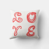 LOVEワードアートファブリックフォント赤い文字 クッション (裏面)