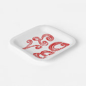 LOVEワードアートファブリックフォント赤文字 ペーパープレート (傾斜あり)