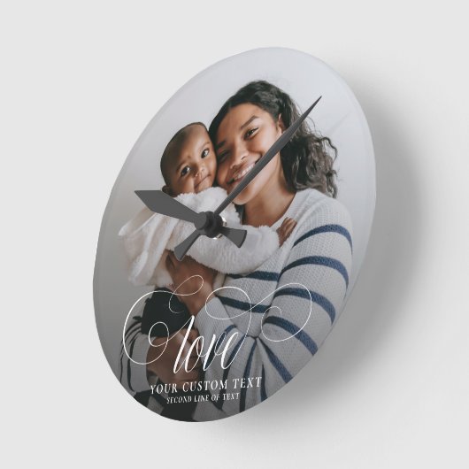 LOVE写真エレガント書道家形見 ラウンド壁時計 (傾斜)