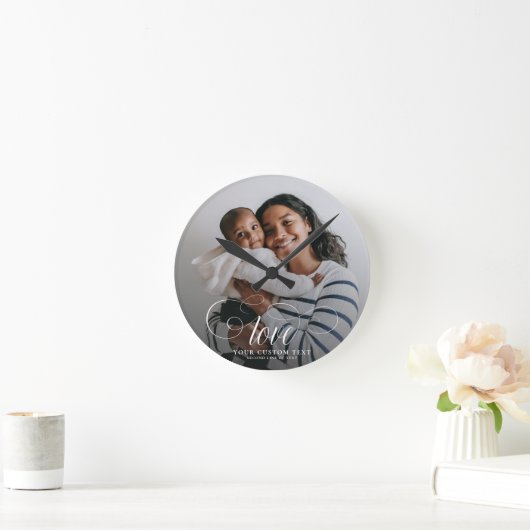 LOVE写真エレガント書道家形見 ラウンド壁時計 (ホーム)
