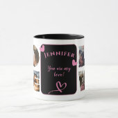 LOVE写真パーソナライズされたコラージュIモザイクモダン マグカップ (中央)